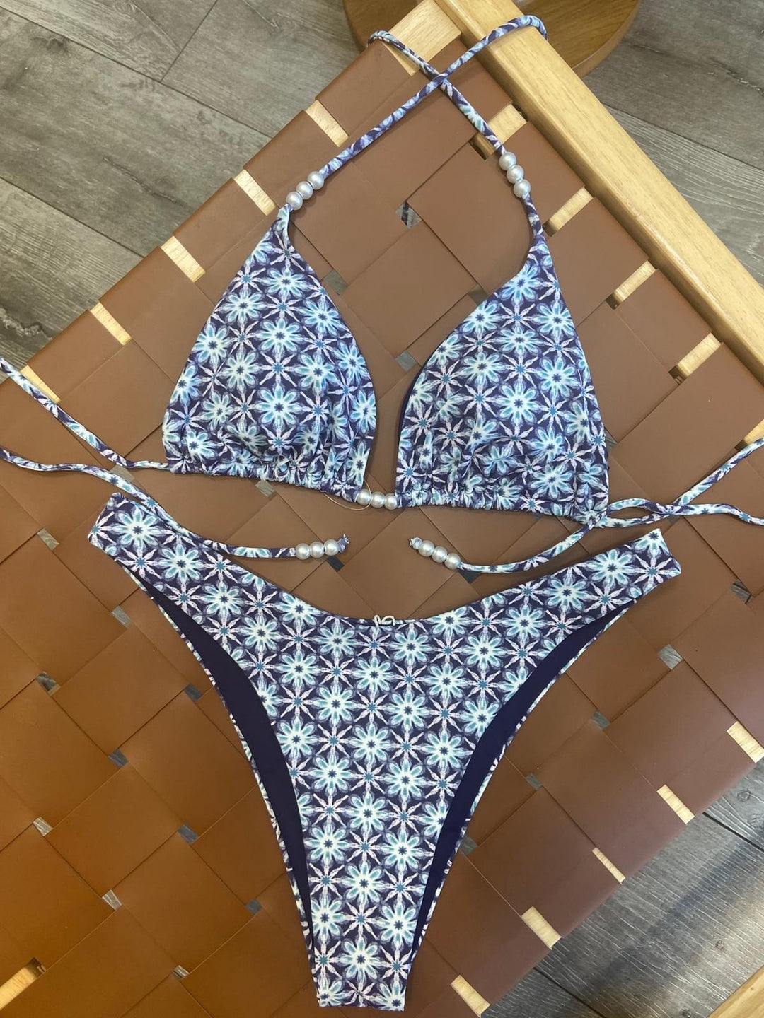 Navy Hippie Pearls Bikini Set - STYLED BY ALX COUTURESwimwear