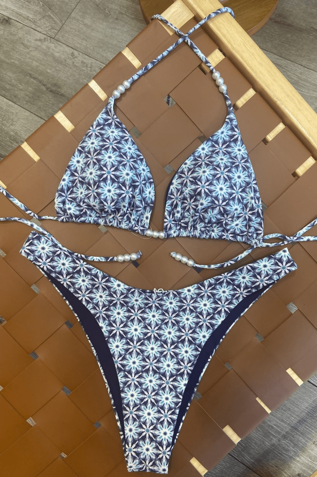 Navy Hippie Pearls Bikini Set - STYLED BY ALX COUTURESwimwear