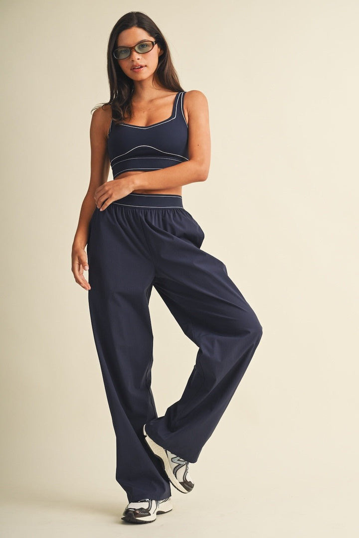 Navy Relaxed Nylon Pants - STYLED BY ALX COUTURETrack Pants