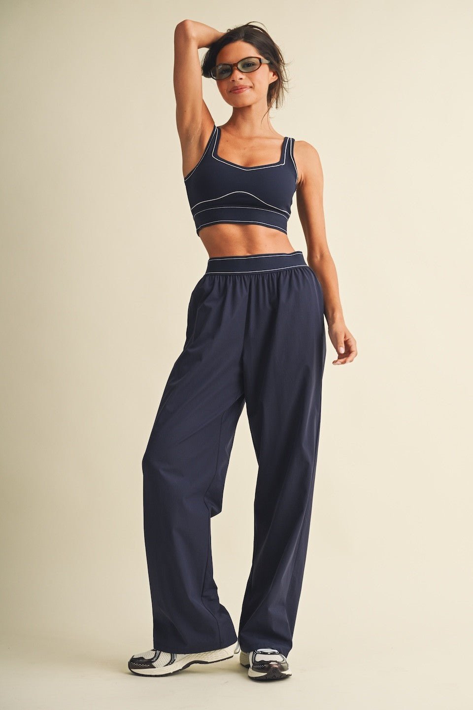 Navy Relaxed Nylon Pants - STYLED BY ALX COUTURETrack Pants
