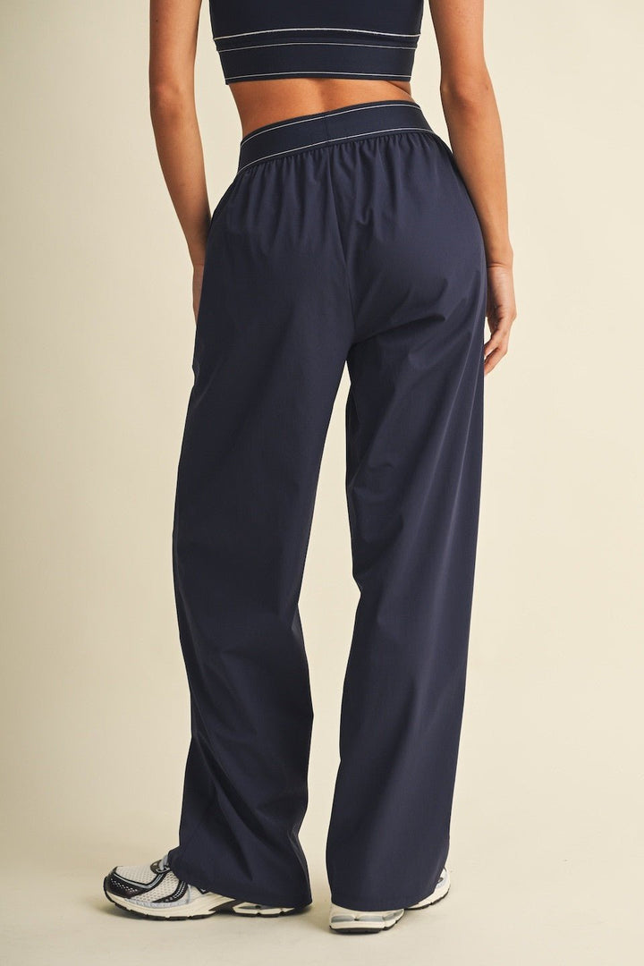 Navy Relaxed Nylon Pants - STYLED BY ALX COUTURETrack Pants