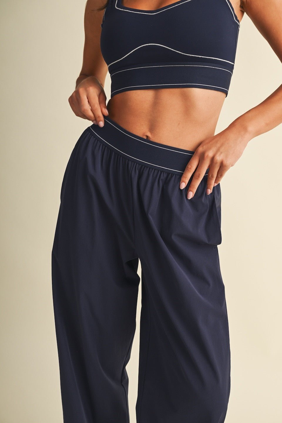 Navy Relaxed Nylon Pants - STYLED BY ALX COUTURETrack Pants