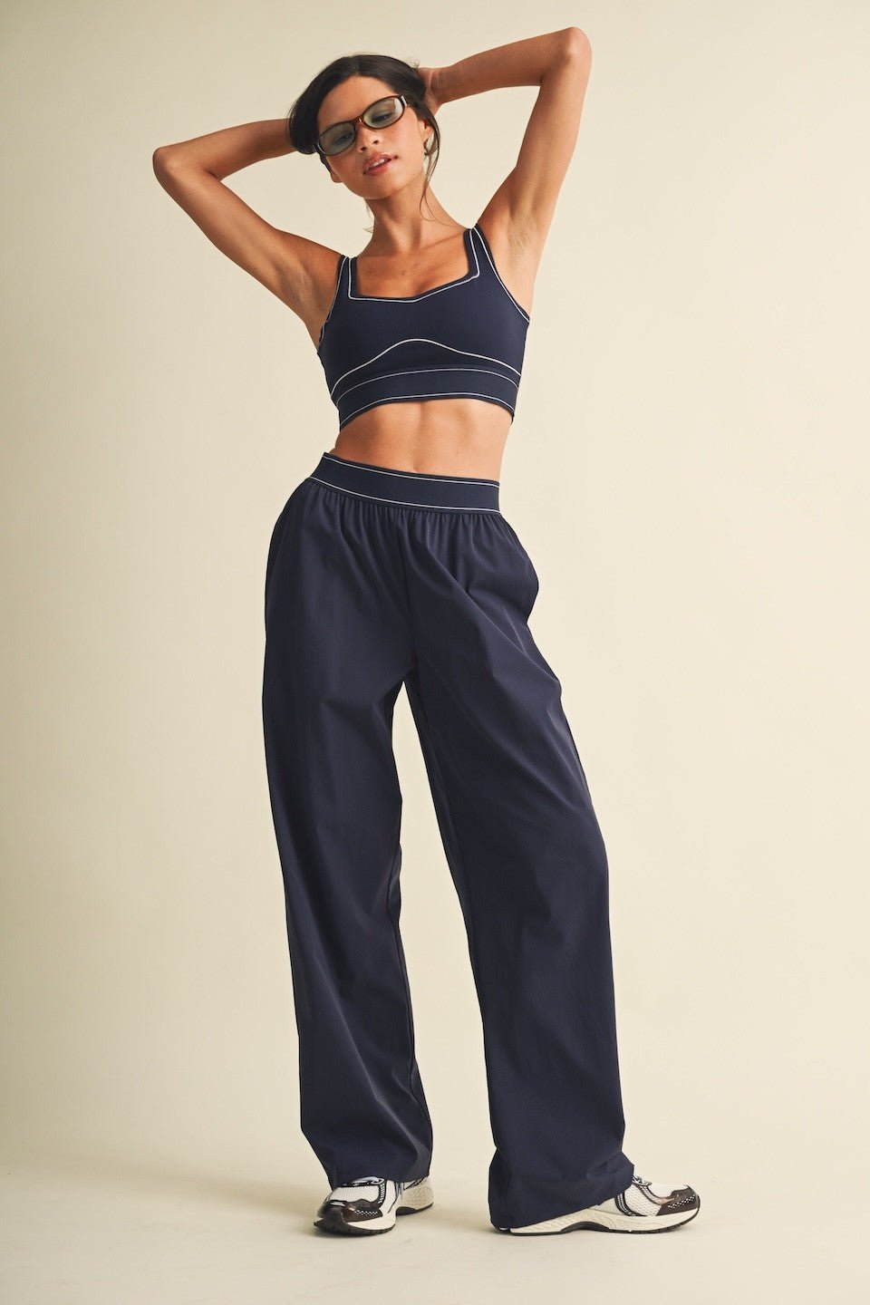 Navy Relaxed Nylon Pants - STYLED BY ALX COUTURETrack Pants