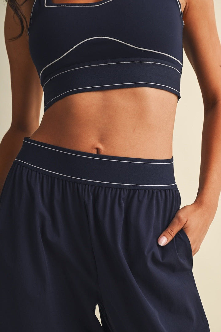 Navy Relaxed Nylon Pants - STYLED BY ALX COUTURETrack Pants