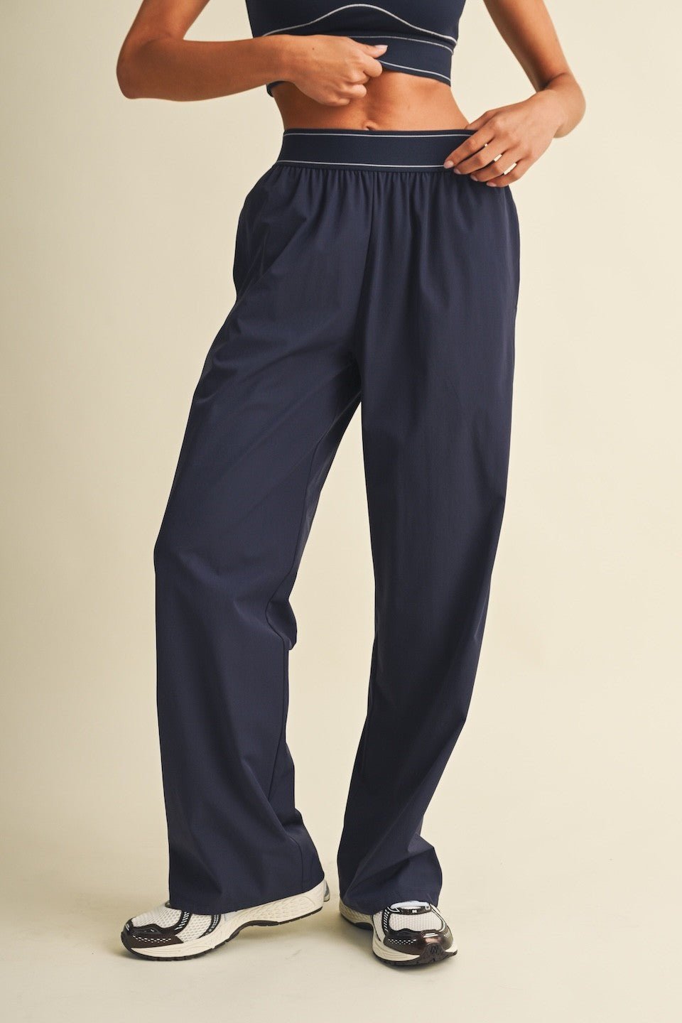 Navy Relaxed Nylon Pants - STYLED BY ALX COUTURETrack Pants