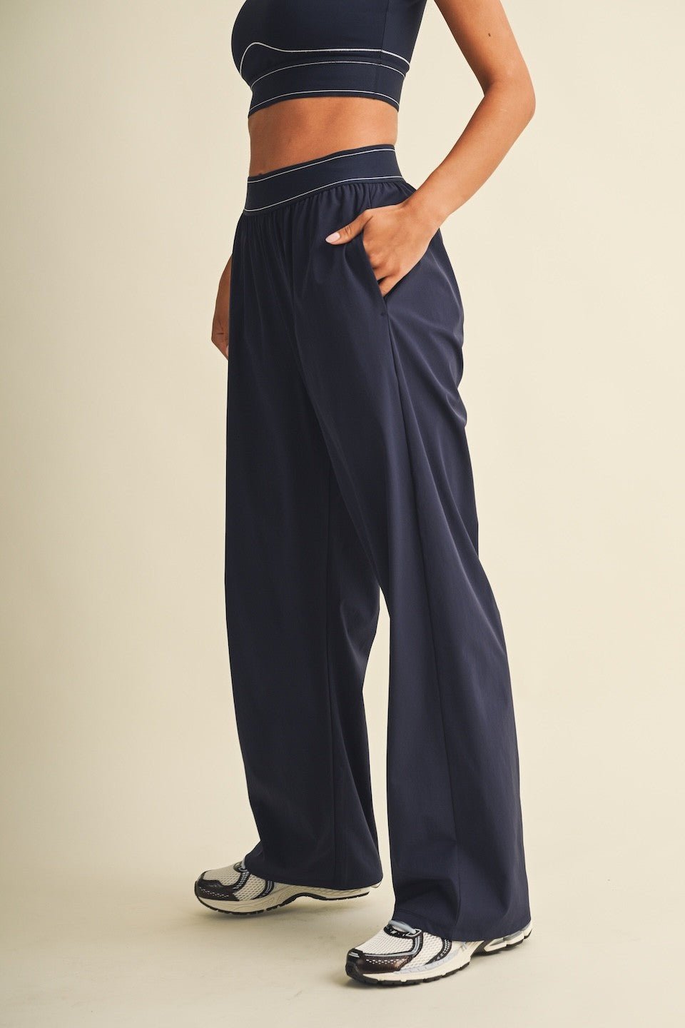Navy Relaxed Nylon Pants - STYLED BY ALX COUTURETrack Pants