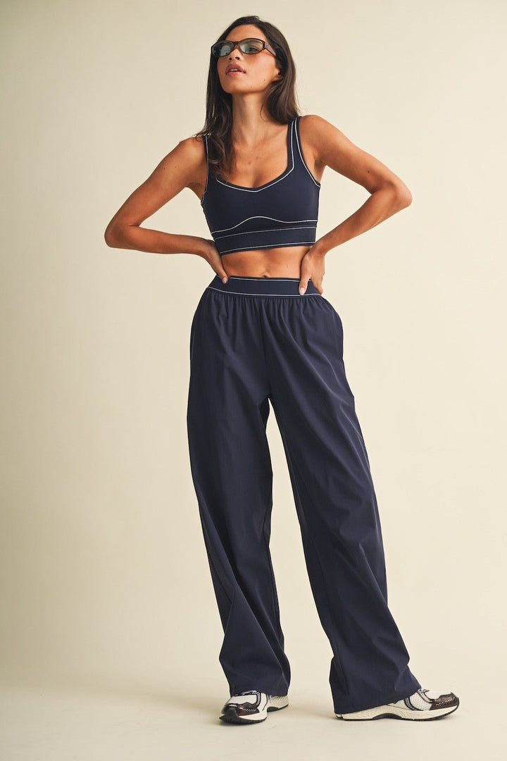 Navy Relaxed Nylon Pants - STYLED BY ALX COUTURETrack Pants