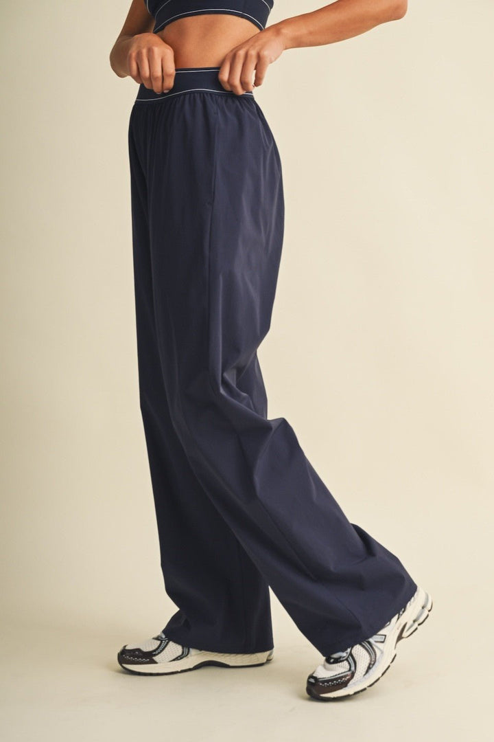 Navy Relaxed Nylon Pants - STYLED BY ALX COUTURETrack Pants