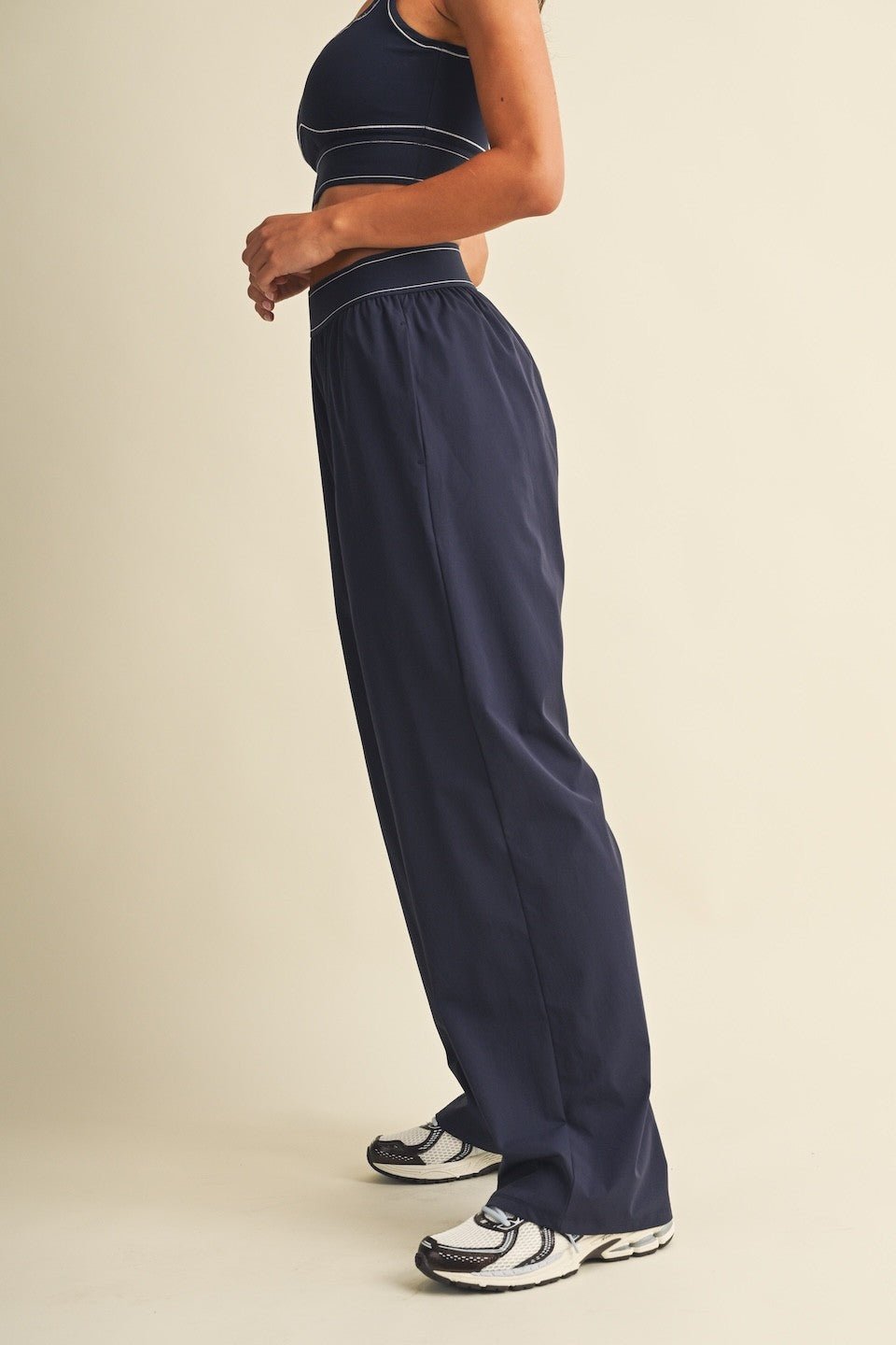 Navy Relaxed Nylon Pants - STYLED BY ALX COUTURETrack Pants