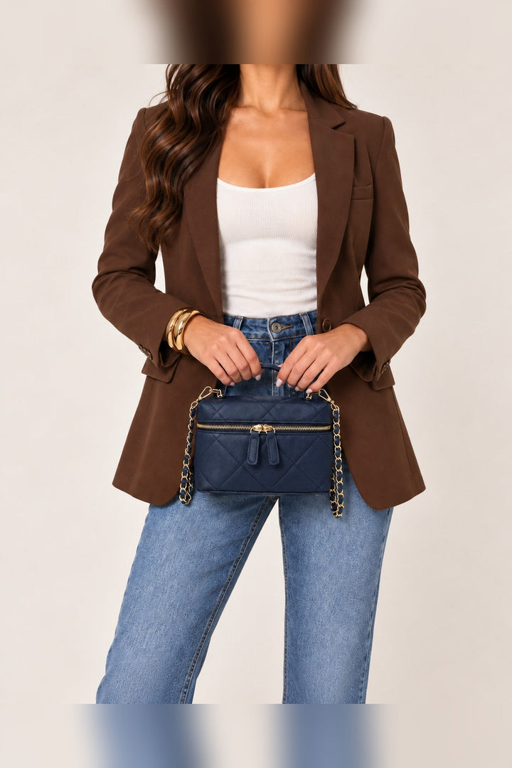 Navy Snow Quilted Crossbody - STYLED BY ALX COUTUREHandbags