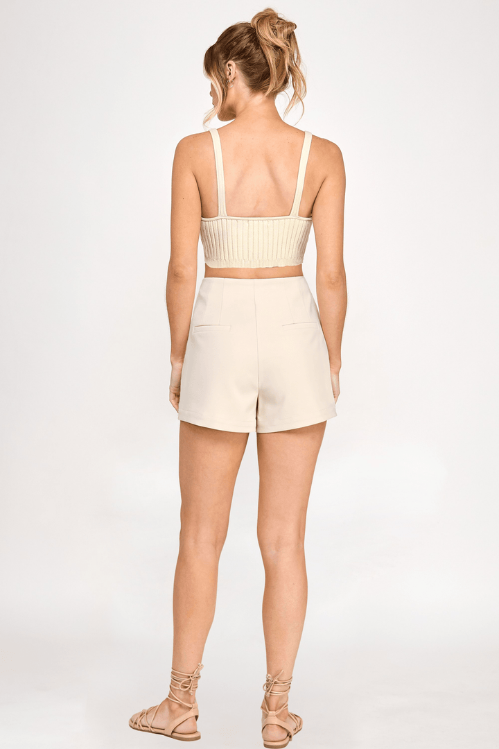 Navy Solid High Rise Shorts - STYLED BY ALX COUTURESHORTS