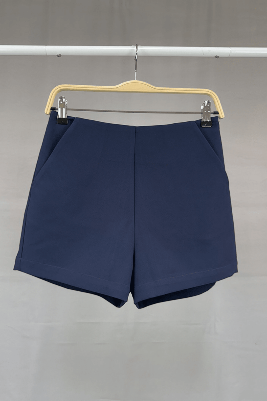 Navy Solid High Rise Shorts - STYLED BY ALX COUTURESHORTS