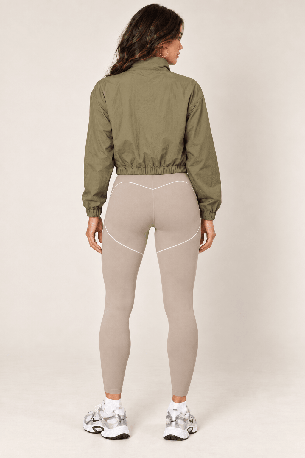 Olive Cropped Nylon Windbreaker Jacket - STYLED BY ALX COUTURECoats &amp; Jackets