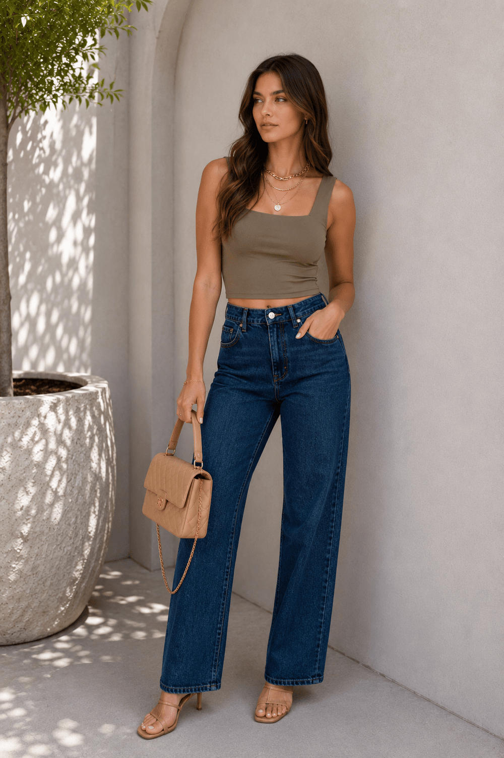 Olive Cropped Square Neck Tank - STYLED BY ALX COUTURETOPS