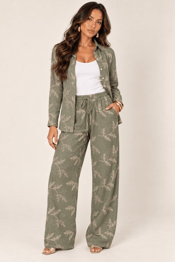 Olive Embroidered Pant Set - STYLED BY ALX COUTUREOutfit Sets