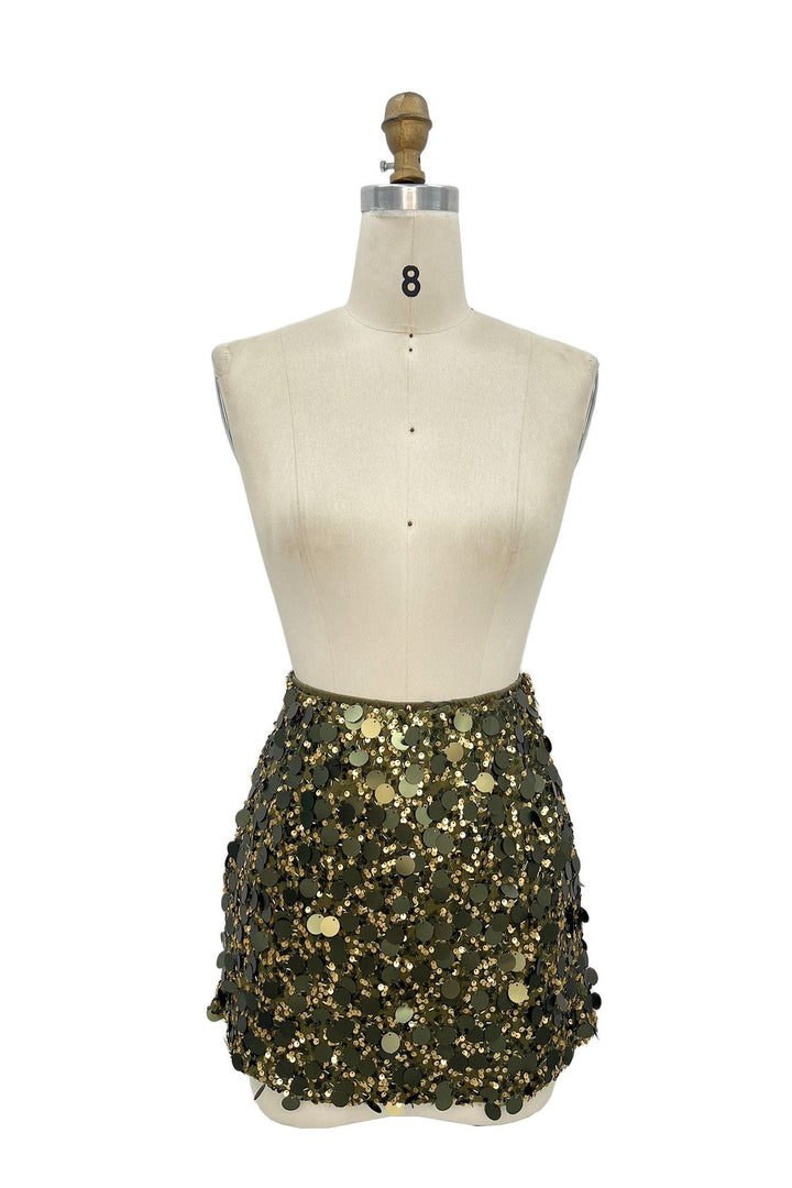Olive Oversized Paillette Sequin Mini Skirt - STYLED BY ALX COUTURESkirts