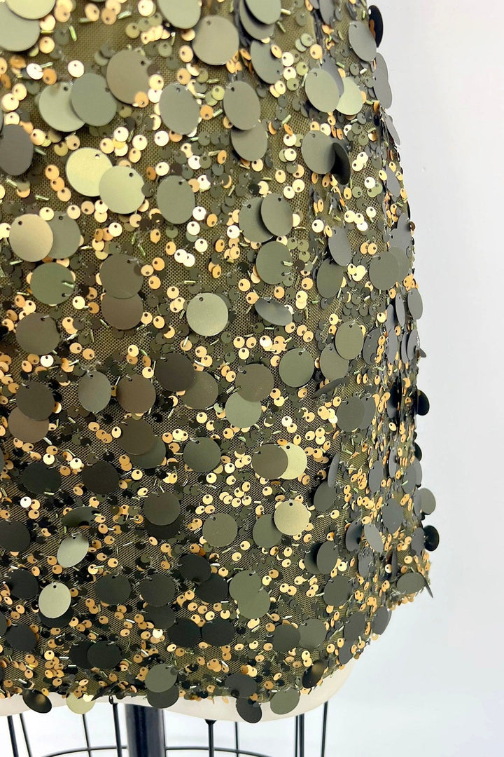 Olive Oversized Paillette Sequin Mini Skirt - STYLED BY ALX COUTURESkirts