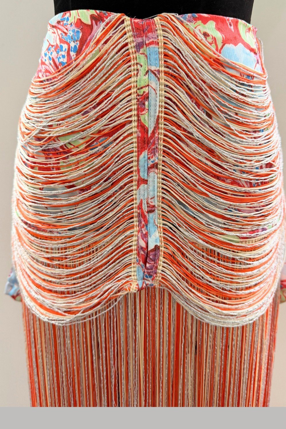 Orange Floral Fringe Midi Skirt - STYLED BY ALX COUTURESkirts