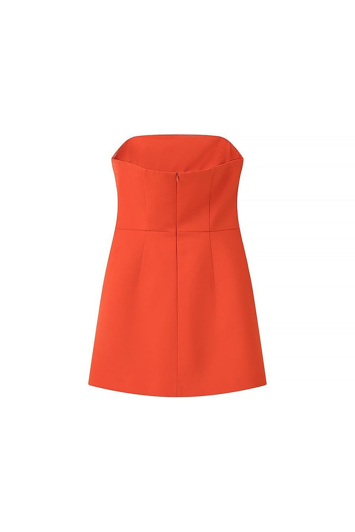 Orange Strapless Mini Party Dress - STYLED BY ALX COUTUREDresses