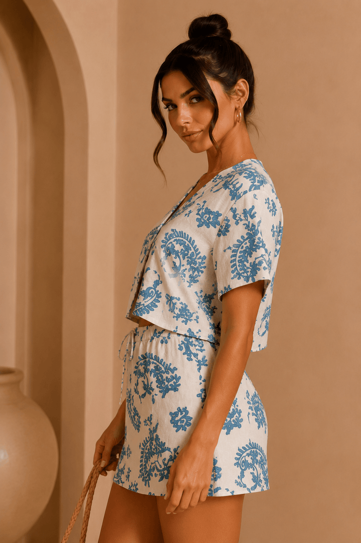 Paisley Top And Mini Skirt Set - STYLED BY ALX COUTUREOutfit Sets