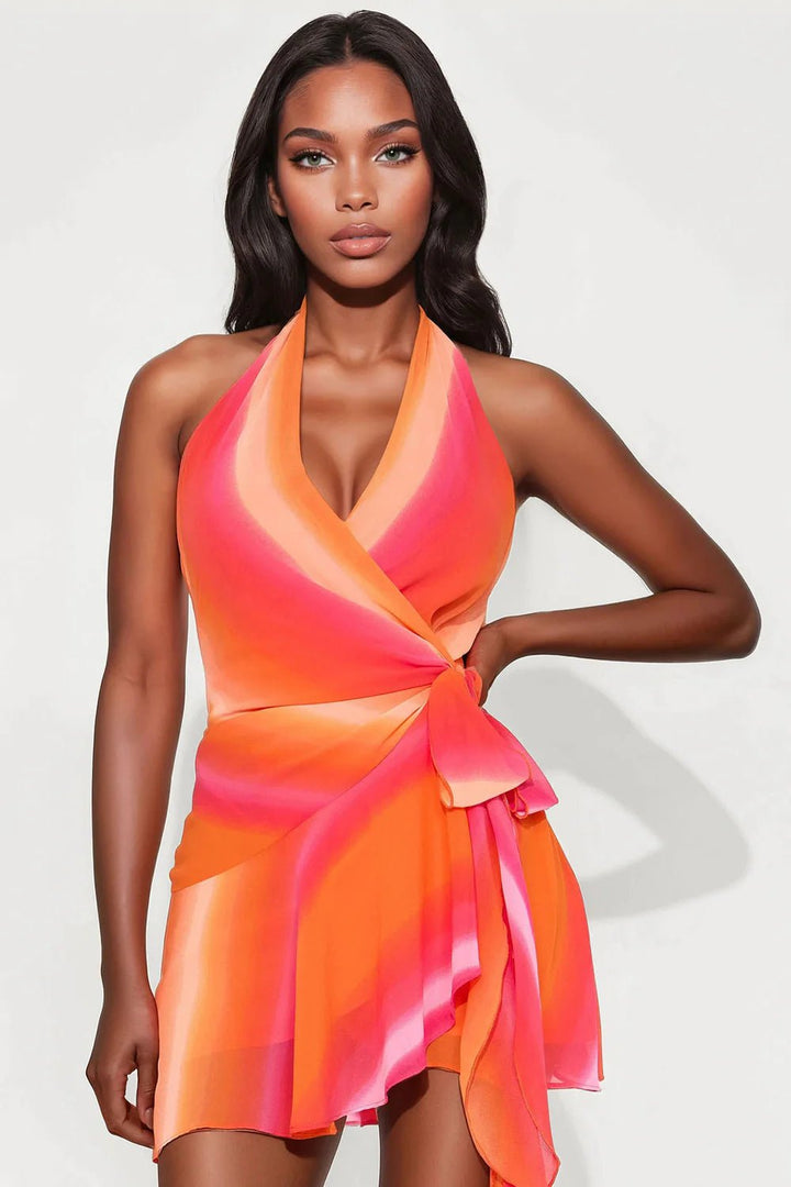 Pink & Coral Ombre Wrap Dress - STYLED BY ALX COUTUREDresses