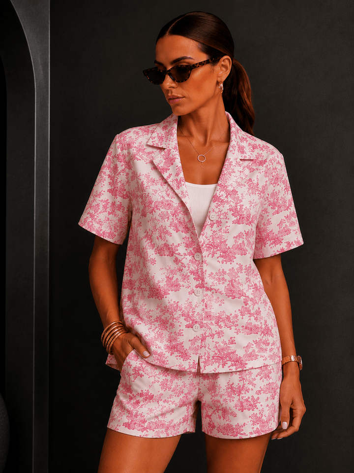 Pink Jungle Three Piece Shorts Set - STYLED BY ALX COUTUREOutfit Sets