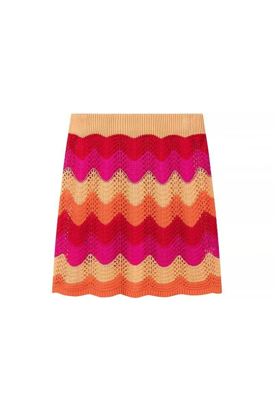 Pink Orange Crochet Skirt Set - STYLED BY ALX COUTUREOutfit Sets