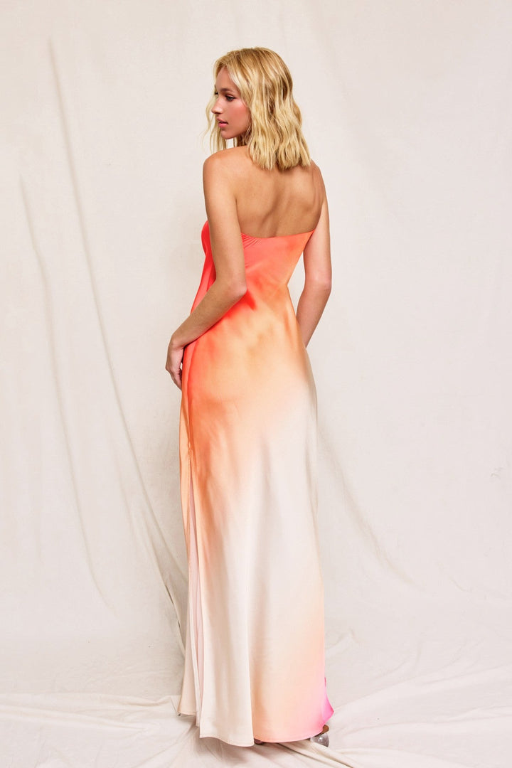 Pink & Orange Radiance Ombre Strapless Maxi Dress - STYLED BY ALX COUTUREDresses