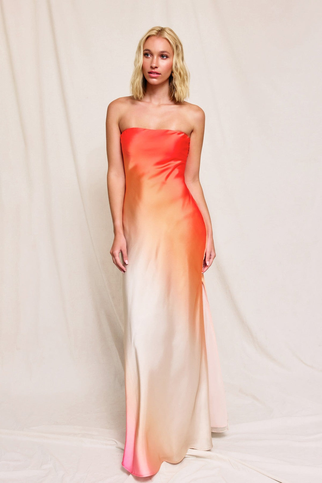 Pink & Orange Radiance Ombre Strapless Maxi Dress - STYLED BY ALX COUTUREDresses