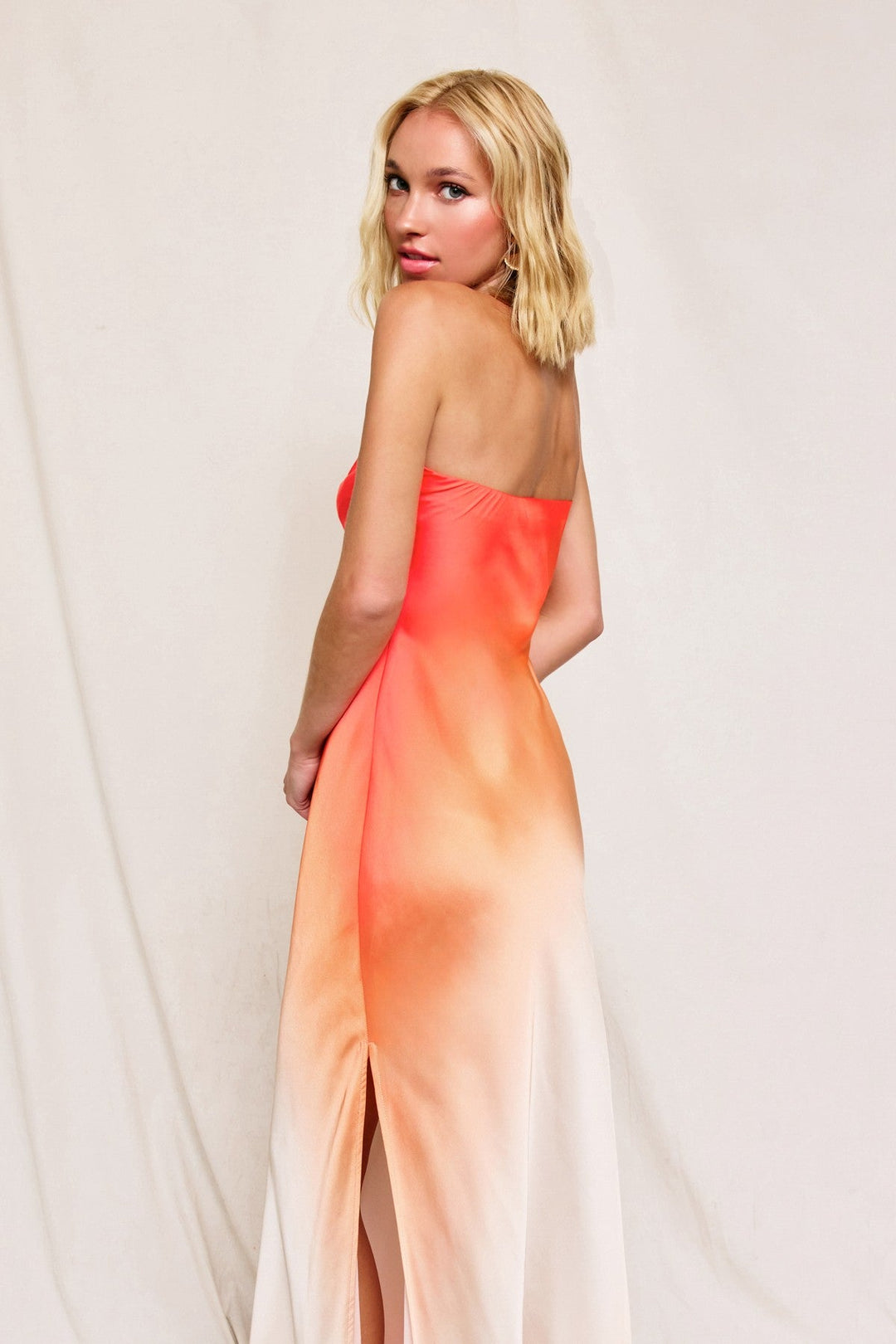 Pink & Orange Radiance Ombre Strapless Maxi Dress - STYLED BY ALX COUTUREDresses