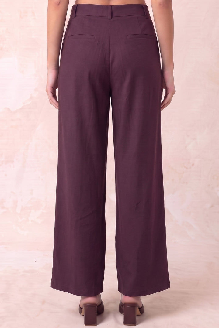 Plum Double Pleat Wide Leg Pants - STYLED BY ALX COUTUREPants