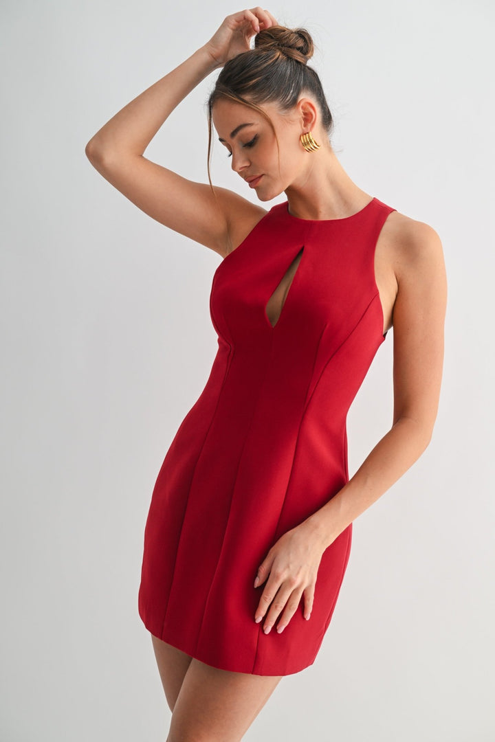 Red Edgeform Keyhole Mini - STYLED BY ALX COUTUREDresses
