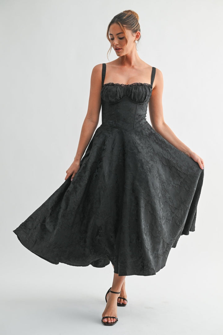 Red Fleur Corset Midi Dress - STYLED BY ALX COUTUREDresses