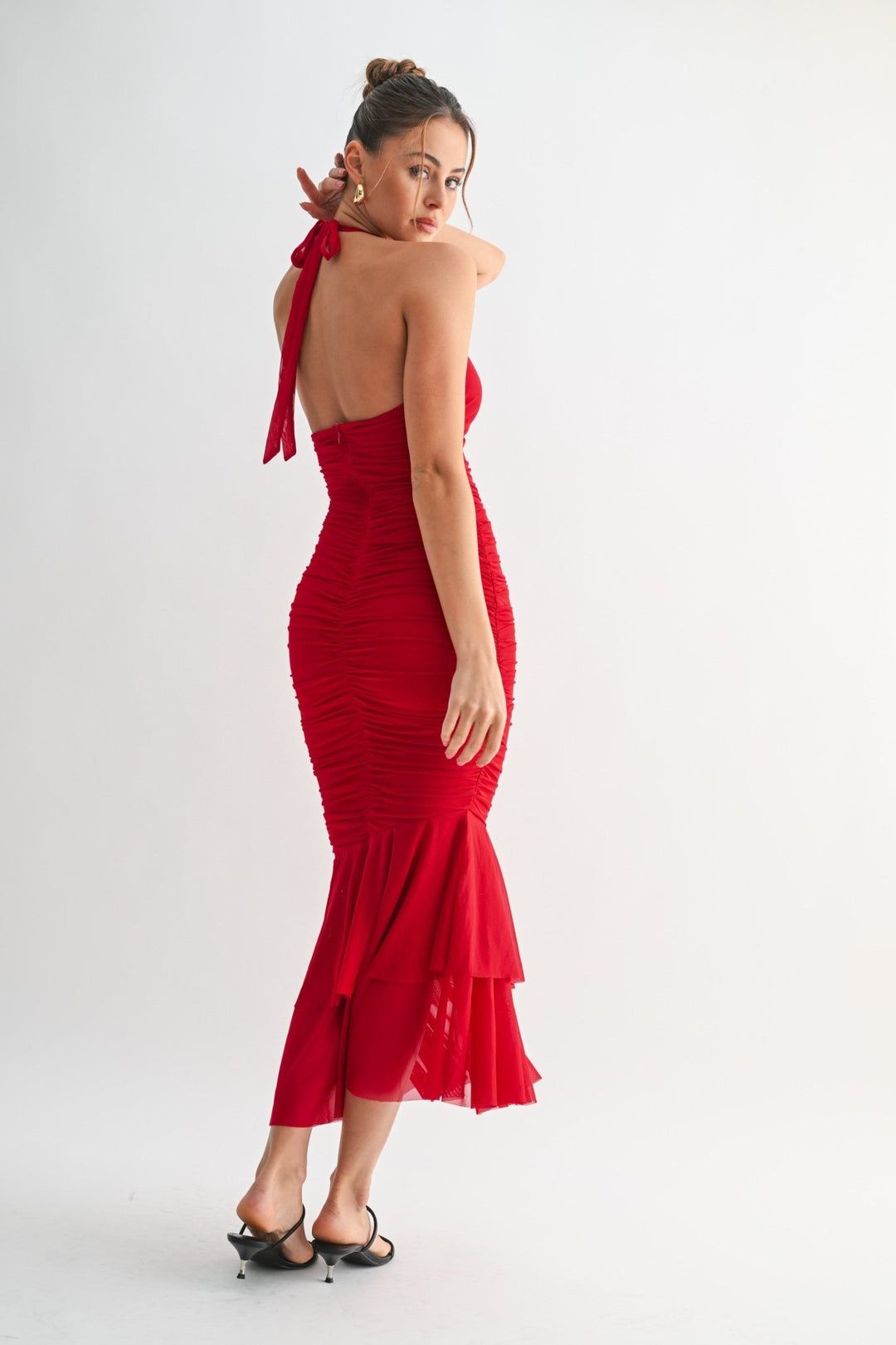 Red La Rouge Halter Flounce Gown - STYLED BY ALX COUTUREDresses