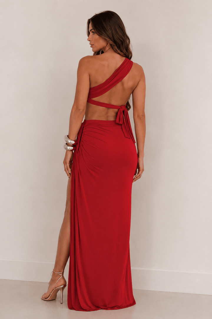 Red One Shoulder Skirt Set - STYLED BY ALX COUTUREOutfit Sets
