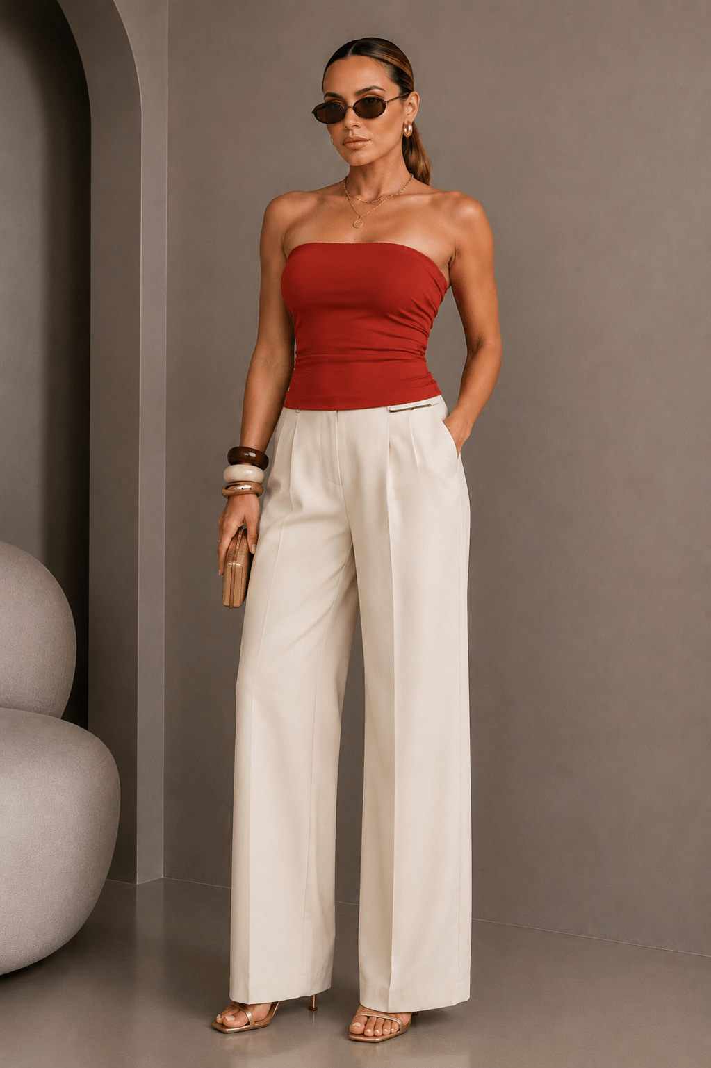 Red Rust Seamless Tube Top - STYLED BY ALX COUTURETOPS