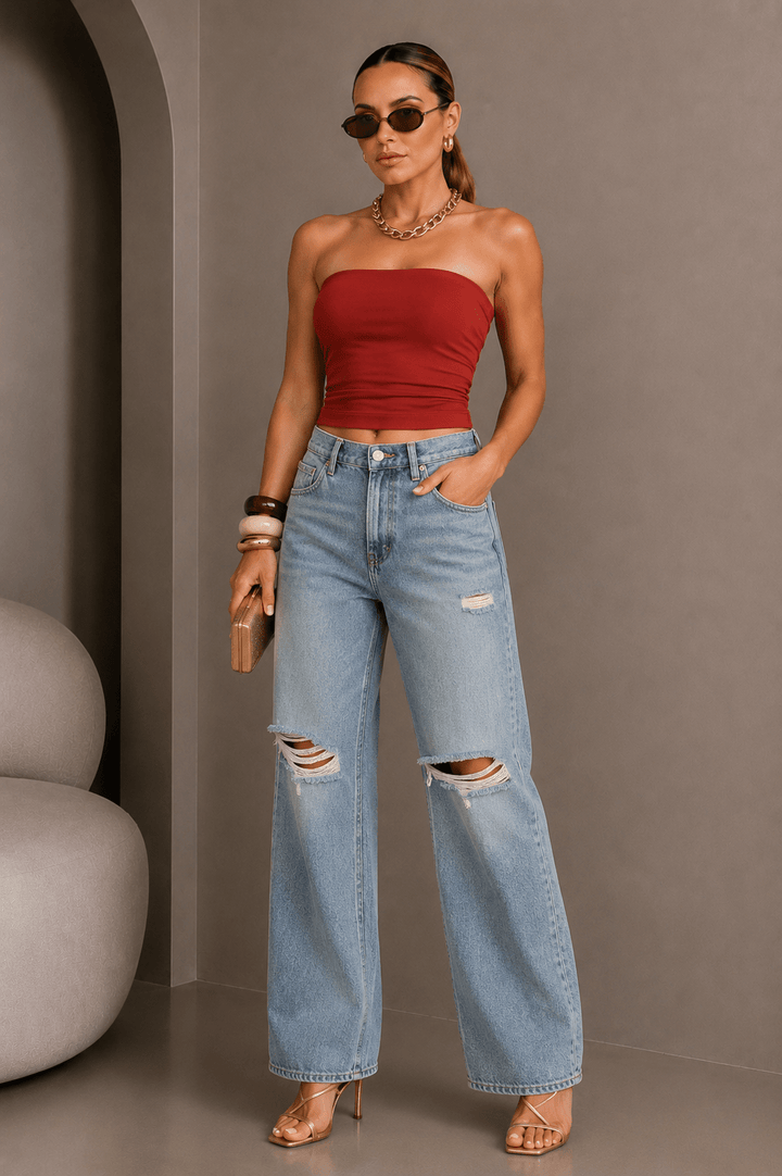 Red Rust Seamless Tube Top - STYLED BY ALX COUTURETOPS