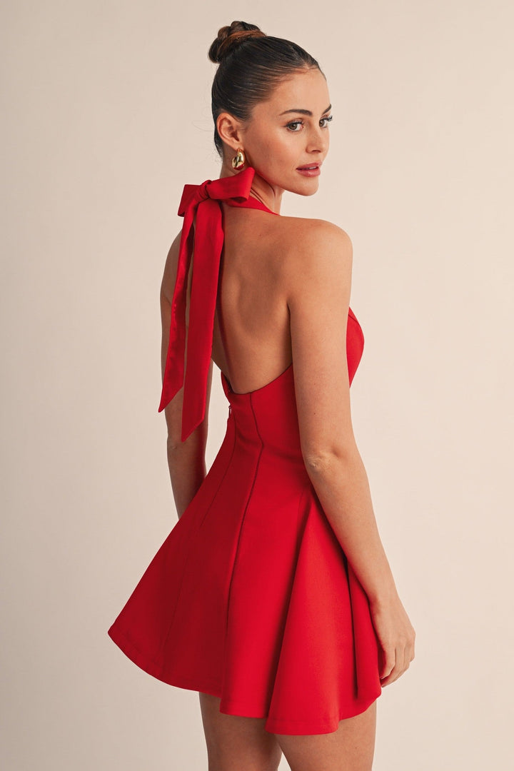 Red Veloure Bow Dress - STYLED BY ALX COUTUREDresses