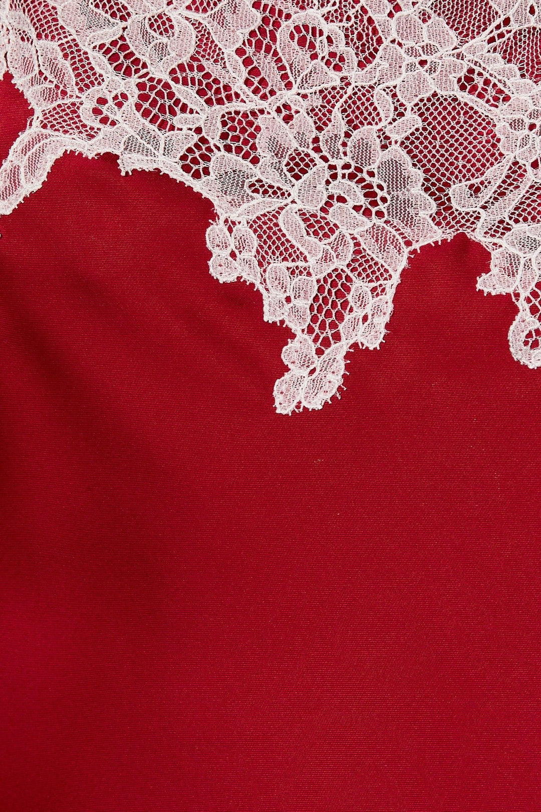 Red White Lace Trim Asymmetrical Satin Cami Top - STYLED BY ALX COUTURETops