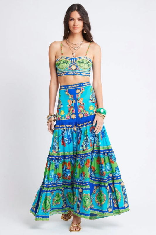 STYLED BY ALX COUTURE MIAMI BOUTIQUE Deep In The Ocean Maxi Skirt 