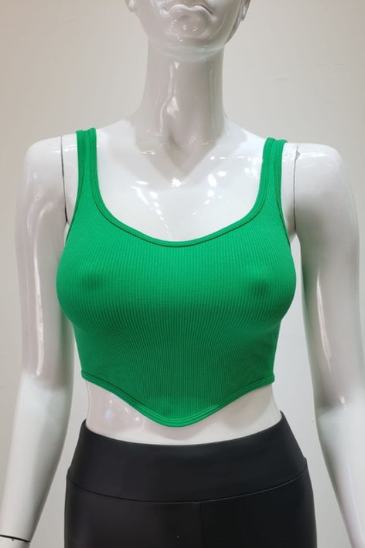 STYLED BY ALX COUTURE MIAMI BOUTIQUE Kelly Green Ribbed Seamless Corset Crop Top