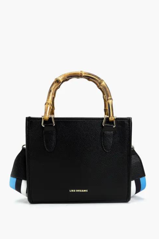 STYLED BY ALX COUTURE MIAMI BOUTIQUE Black Kate Wooden Handle Western Strap Satchel