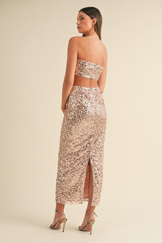 Rose Gold Sequin Beaded Skirt Set STYLED BY ALX COUTURE Rose Gold Sequin Beaded Skirt Set STYLED BY ALX COUTURE