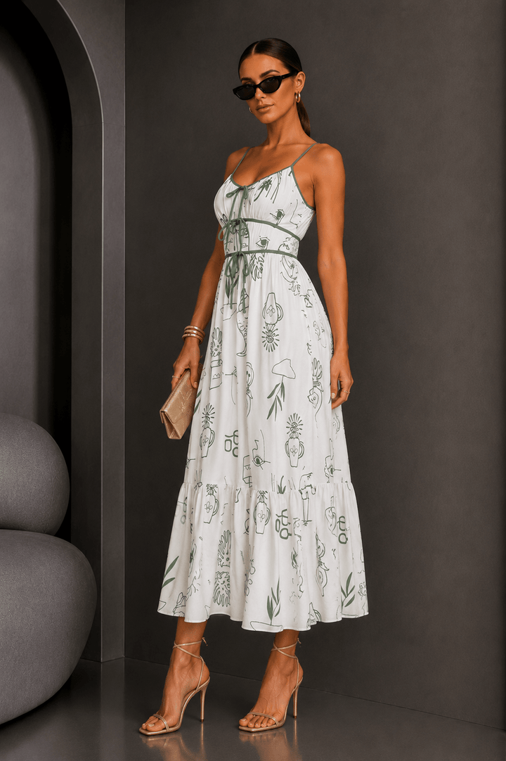 Seashell Minimalist Line Drawing Midi Dress - STYLED BY ALX COUTUREDresses