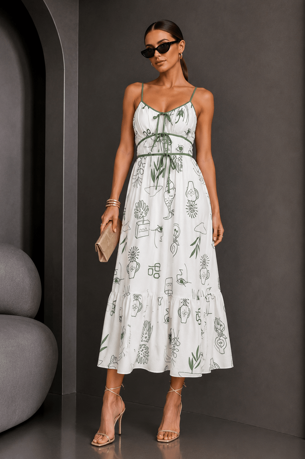 Seashell Minimalist Line Drawing Midi Dress – STYLED BY ALX COUTURE