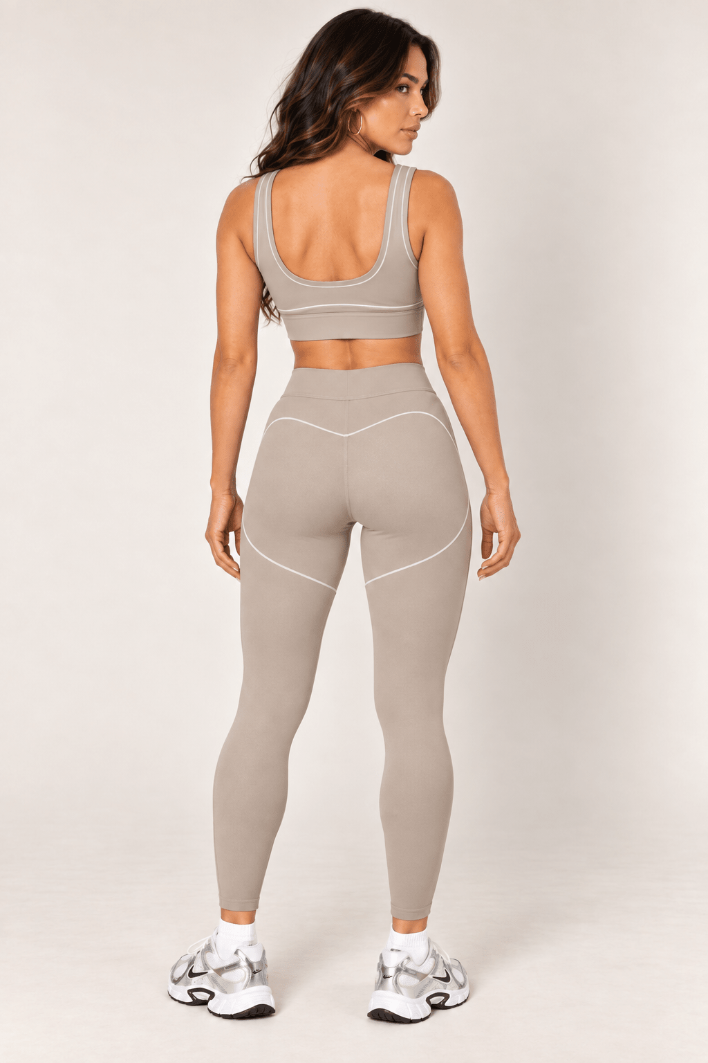 Taupe Contrast Thread Sports Bra - STYLED BY ALX COUTURESports Bra