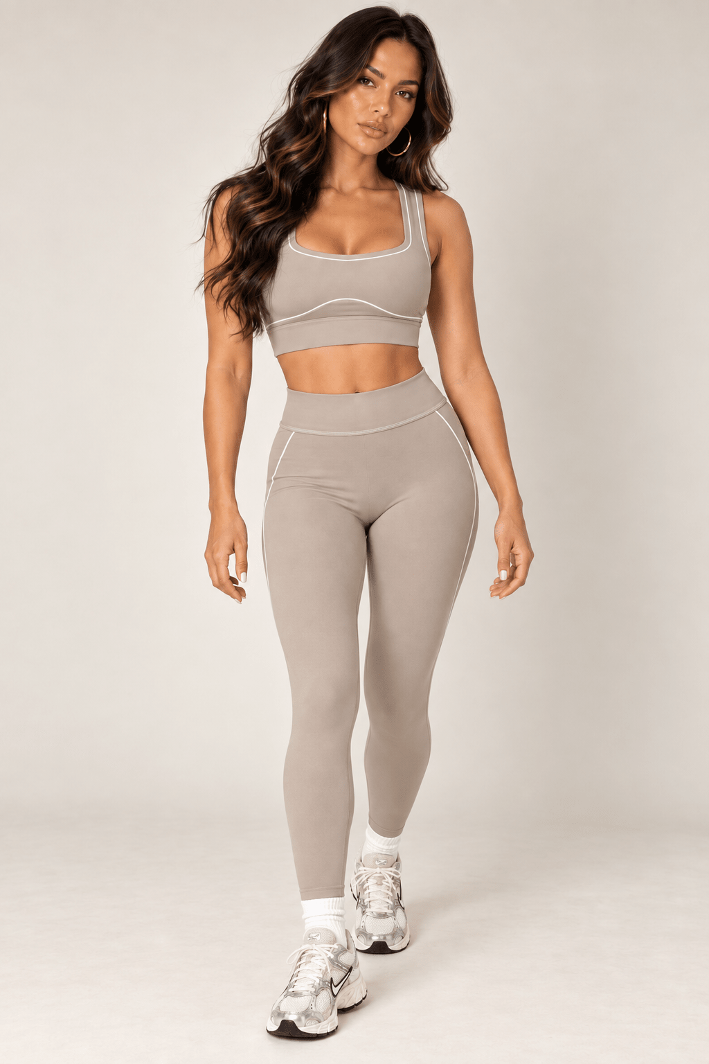 Taupe High Rise Contour Leggings - STYLED BY ALX COUTURELeggings