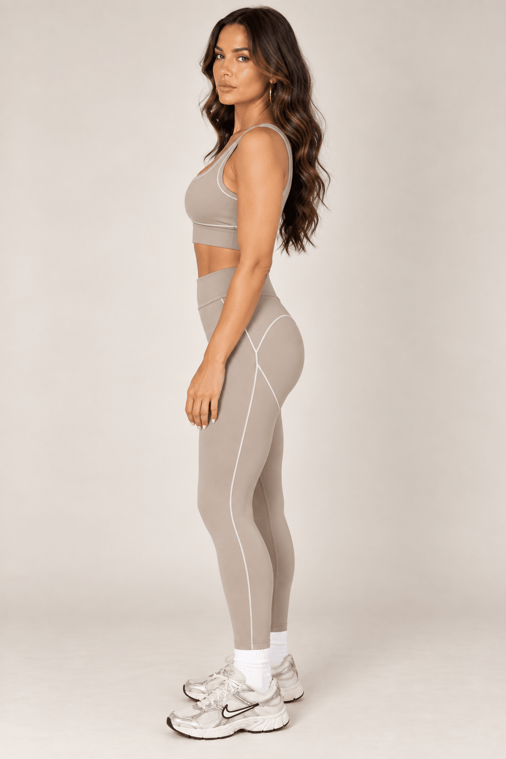 Taupe High Rise Contour Leggings - STYLED BY ALX COUTURELeggings