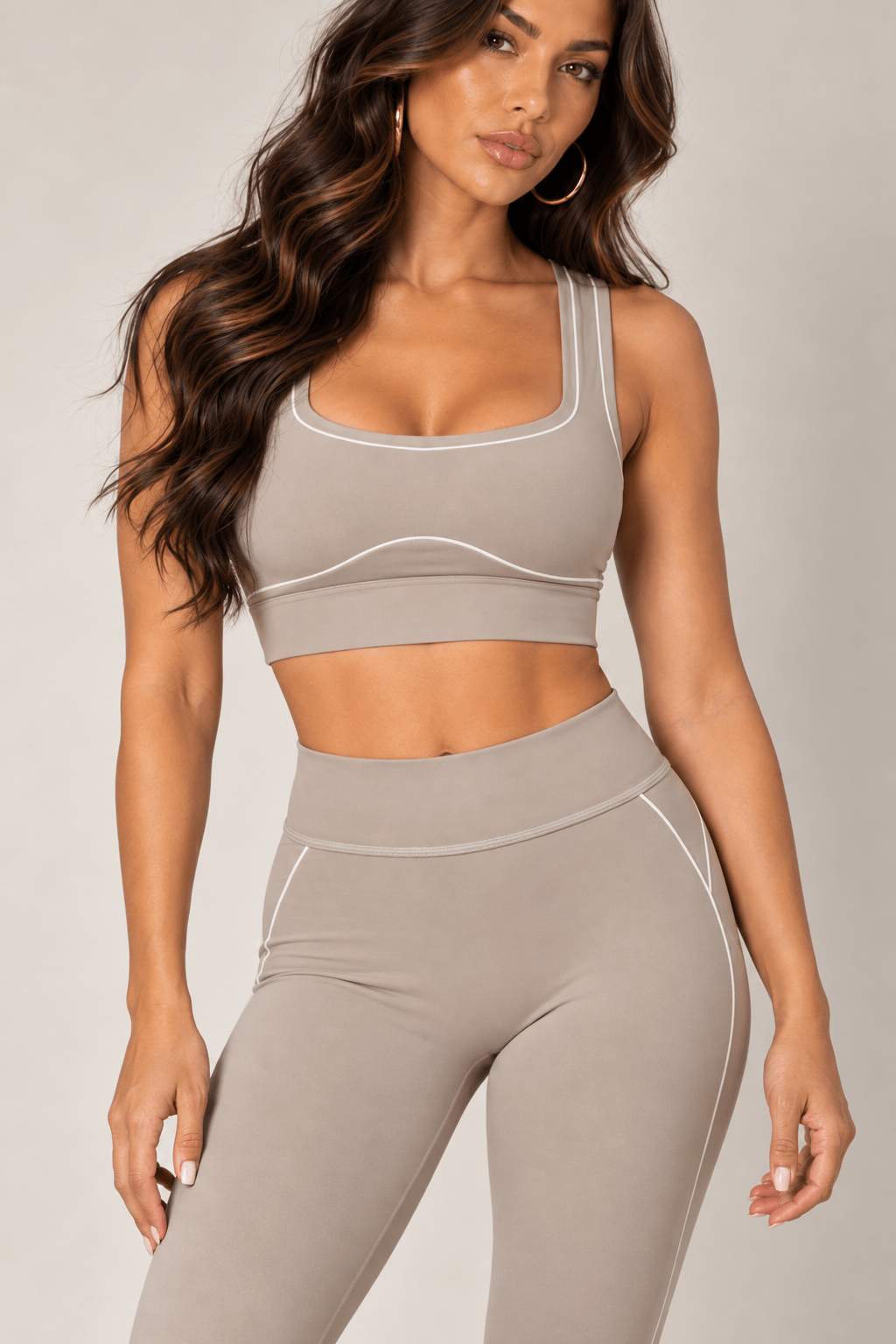 Taupe High Rise Contour Leggings - STYLED BY ALX COUTURELeggings