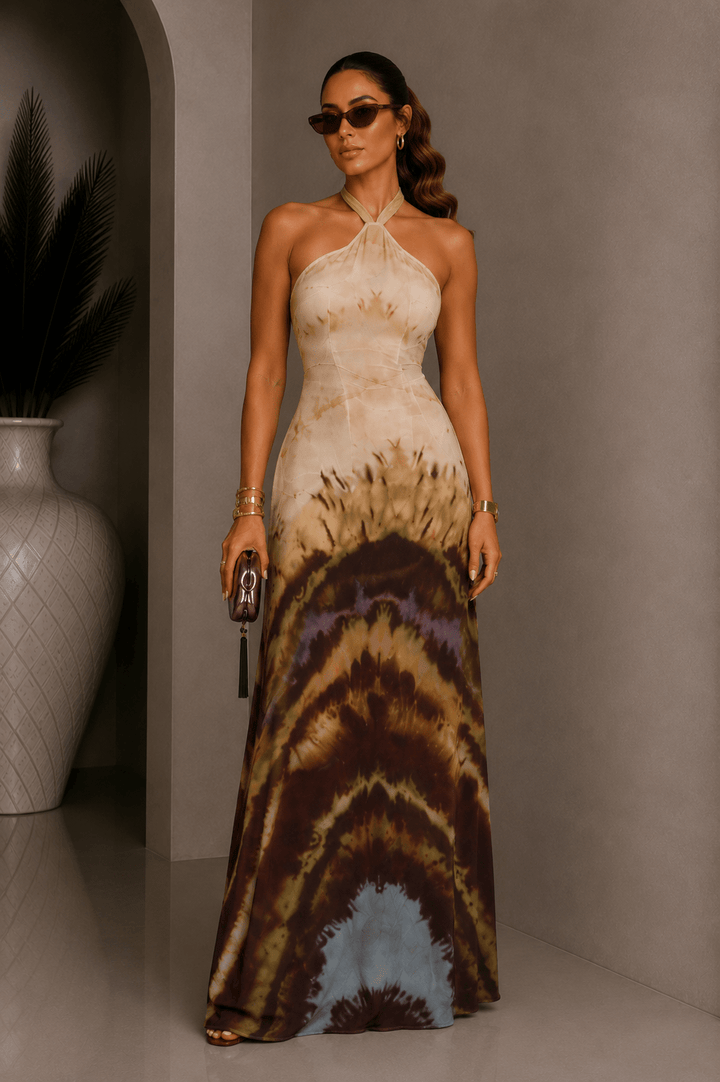 Taupe Ombre Print Maxi Dress - STYLED BY ALX COUTUREDresses